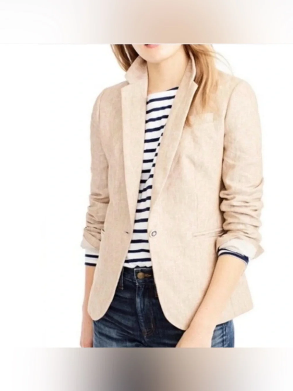 J.Crew Campbell blazer made from a linen blend.beige size 6